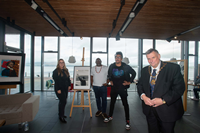 Black History Month event Beacon Arts Centre Greenock. From left to right, Kim Simpson, Jideofor Muotune, Mark Agbi and Provost Drew McKenzie.